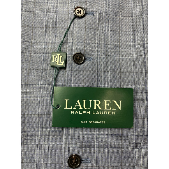 Lauren Ralph Lauren Men Hitchcock Suit Vest Blue Plaid 5 Button Wool Blend S New - Picture 9 of 9